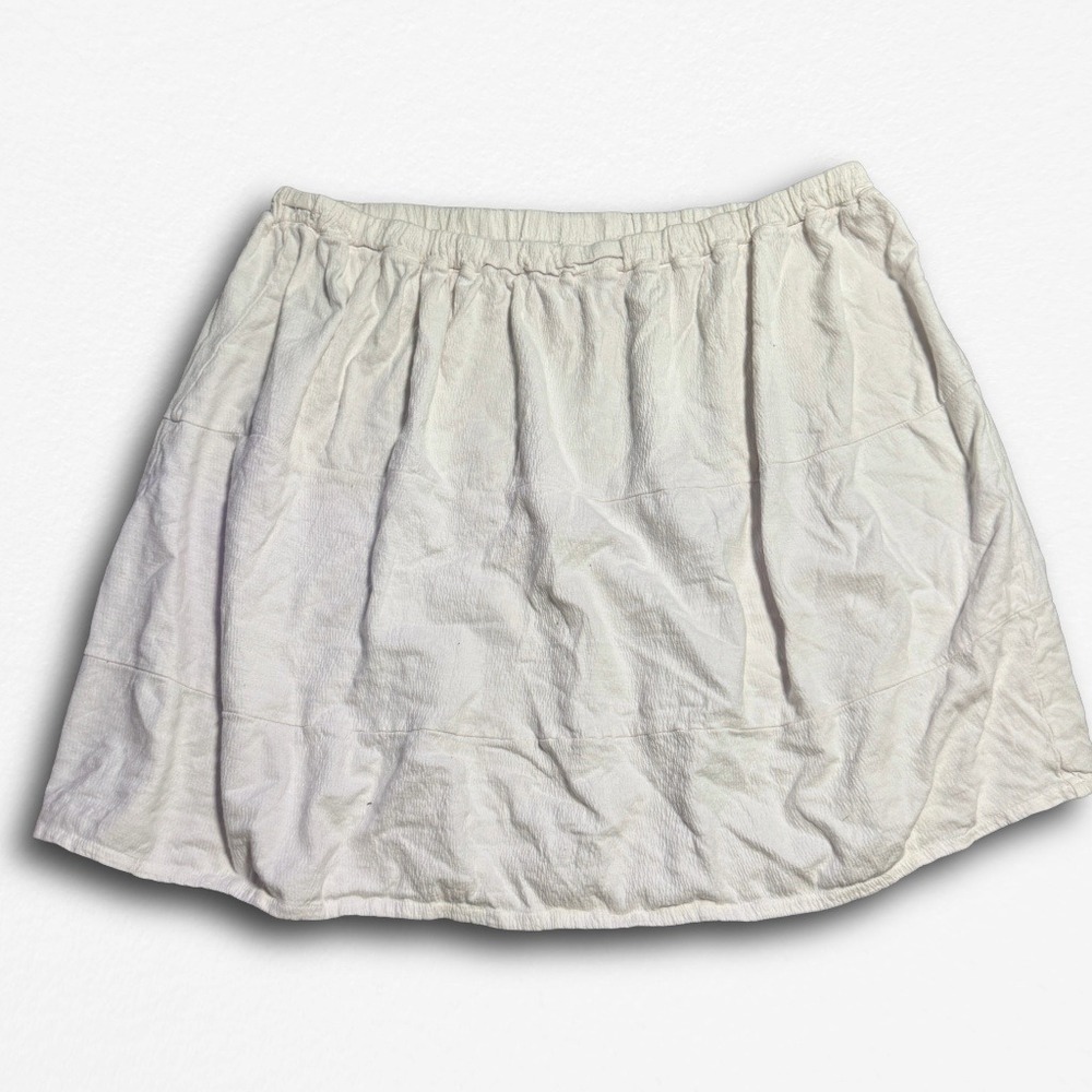 Catherines Womens White Seersucker Tiered Midi Skirt Plus Size‎ 2X Elastic Waist